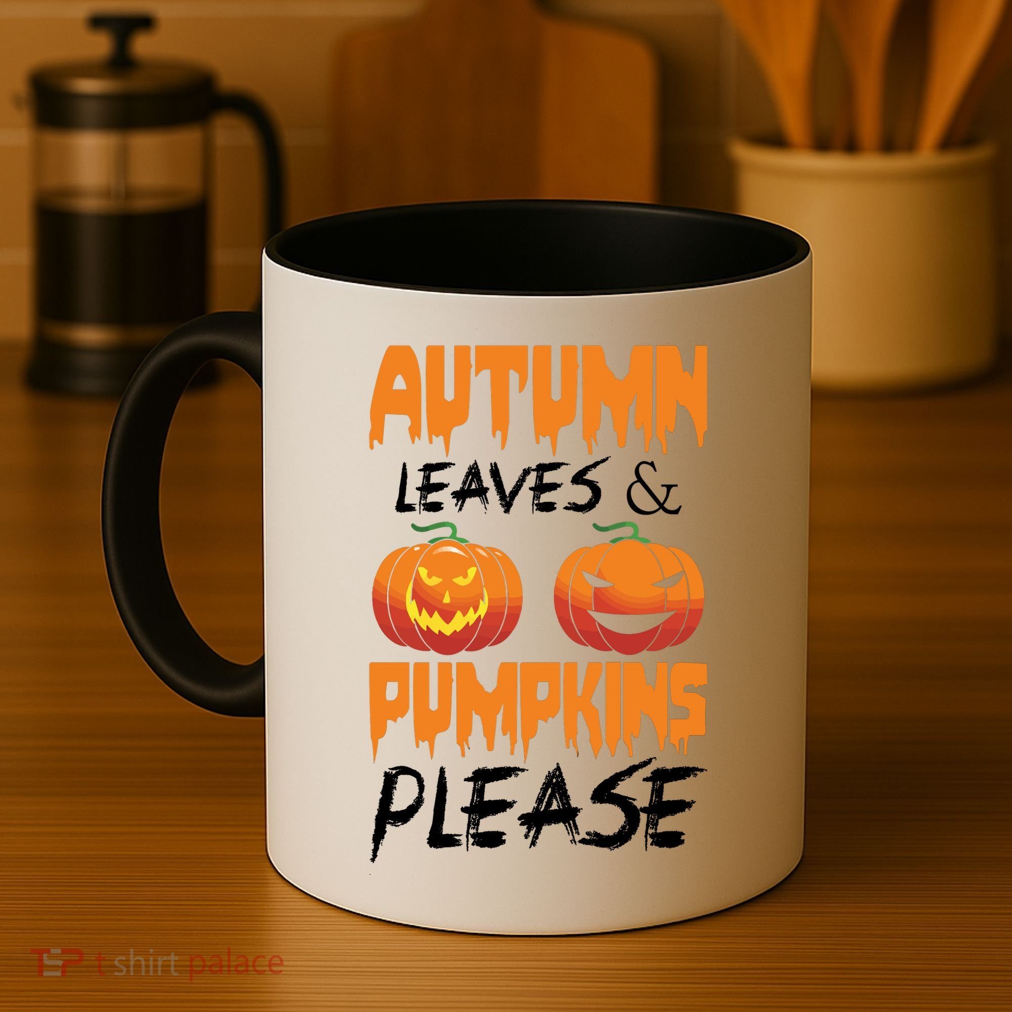 Autumn Leaves And Pumpkins Please Coffee Mug