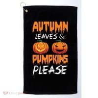 Autumn Leaves And Pumpkins Please Golf Towel thumb 0