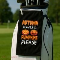 Autumn Leaves And Pumpkins Please Golf Towel thumb 2
