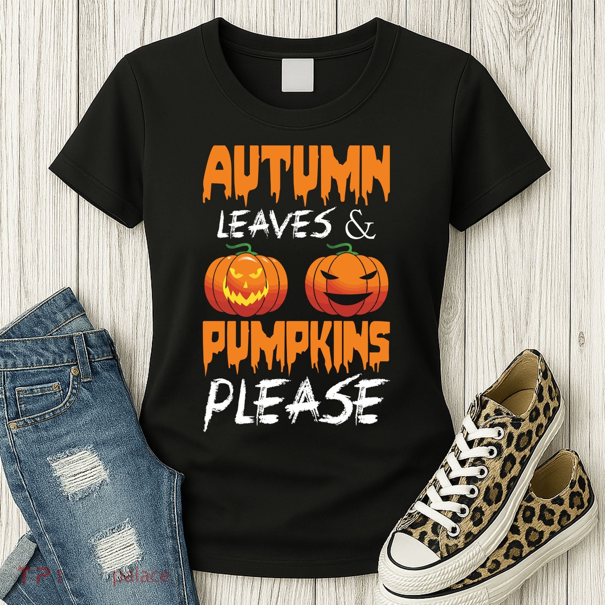 Autumn Leaves And Pumpkins Please Women's T-Shirt