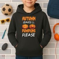 Autumn Leaves And Pumpkins Please Kids Hoodie thumb 2