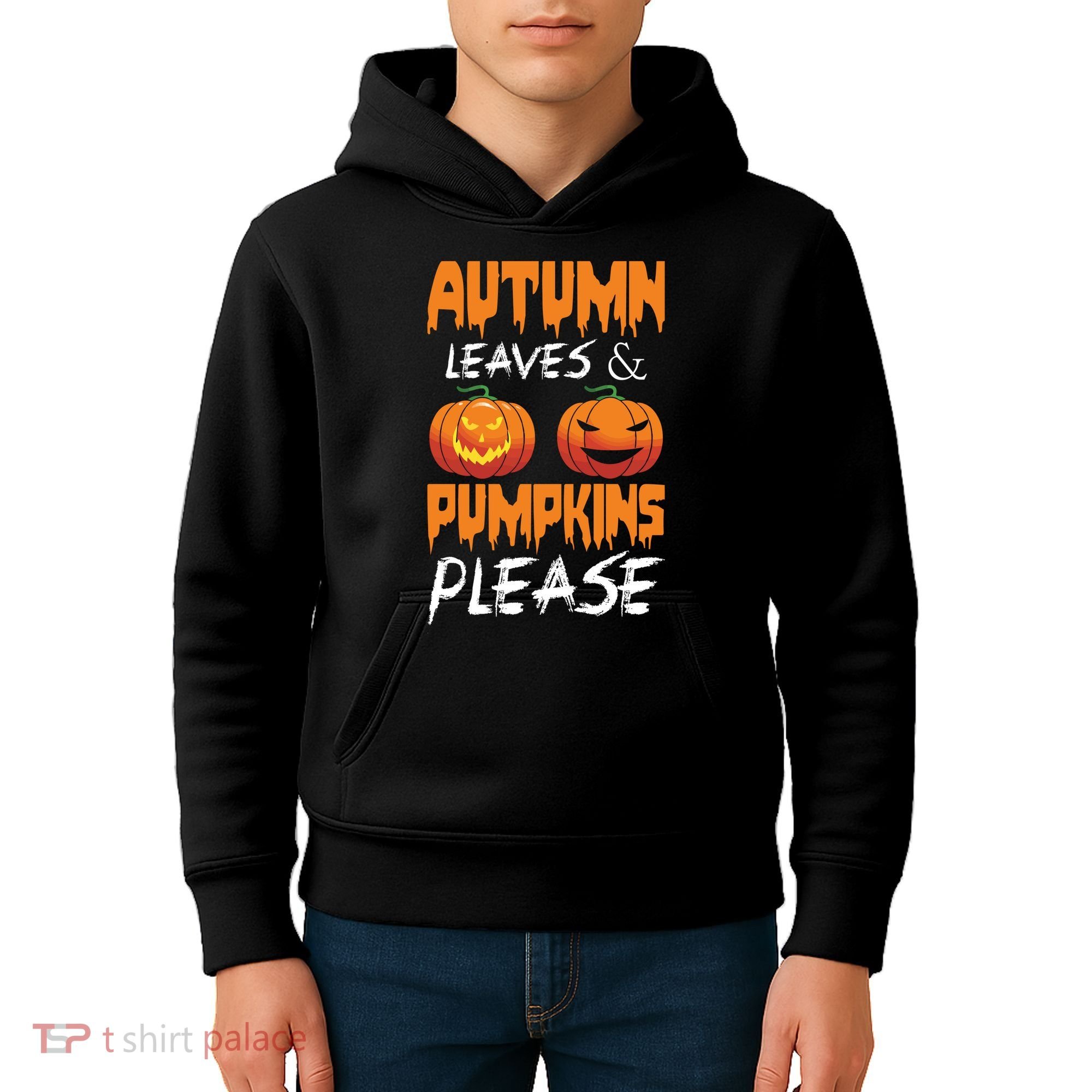 Autumn Leaves And Pumpkins Please Kids Hoodie