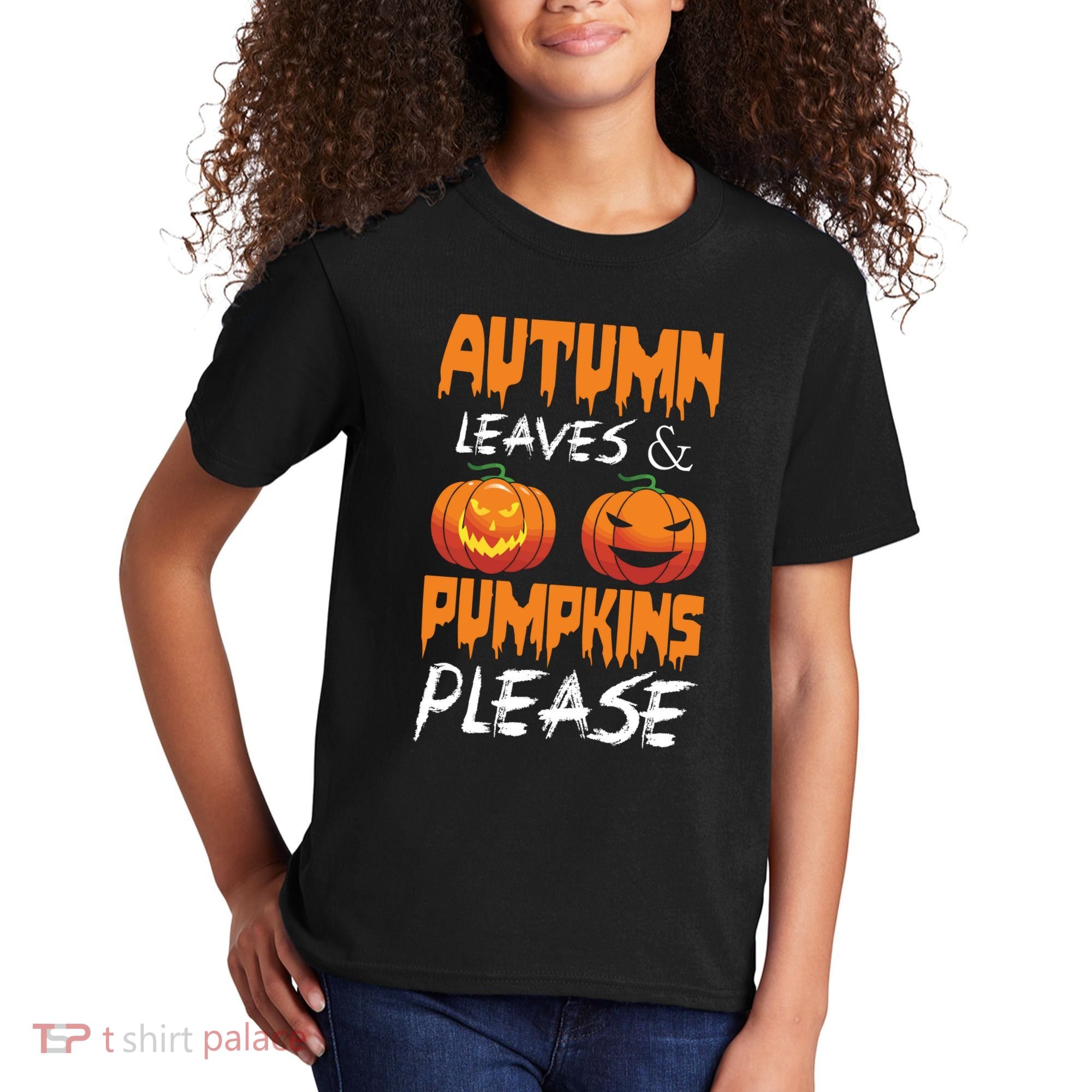 Autumn Leaves And Pumpkins Please Kids T-Shirt