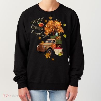 Autumn Leaves and Truck Design Apple Cider Everything Fall Women's Sweatshirt