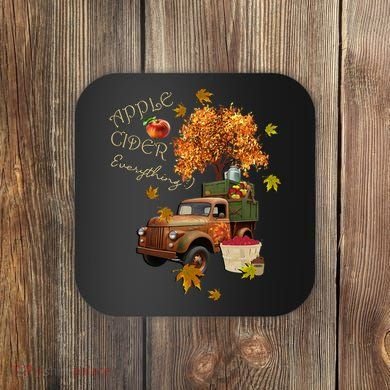 Autumn Leaves and Truck Design Apple Cider Everything Fall Coaster