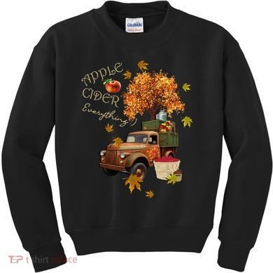 Autumn Leaves and Truck Design Apple Cider Everything Fall Kids Sweatshirt