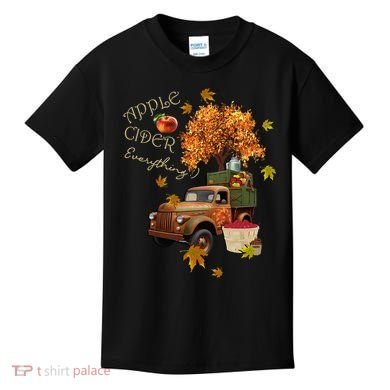 Autumn Leaves and Truck Design Apple Cider Everything Fall Kids T-Shirt
