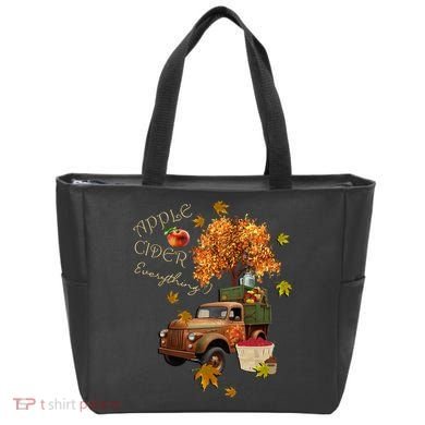 Autumn Leaves and Truck Design Apple Cider Everything Fall Tote Bag