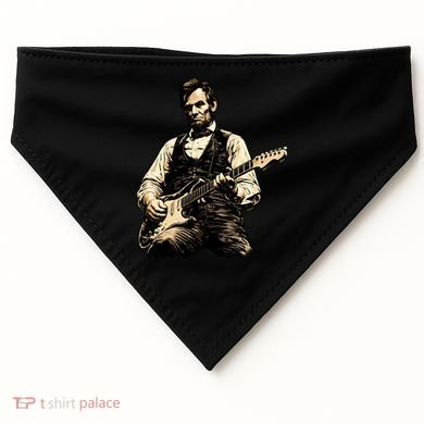 Abraham Lincoln Abe Playing Guitar Vintage USA-Made Doggie Bandana