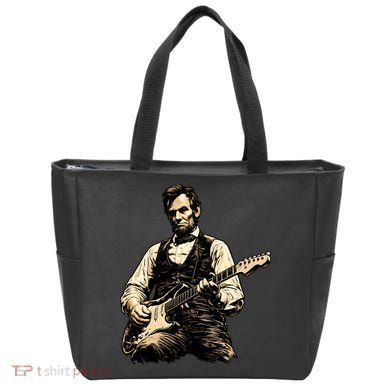 Abraham Lincoln Abe Playing Guitar Vintage Tote Bag