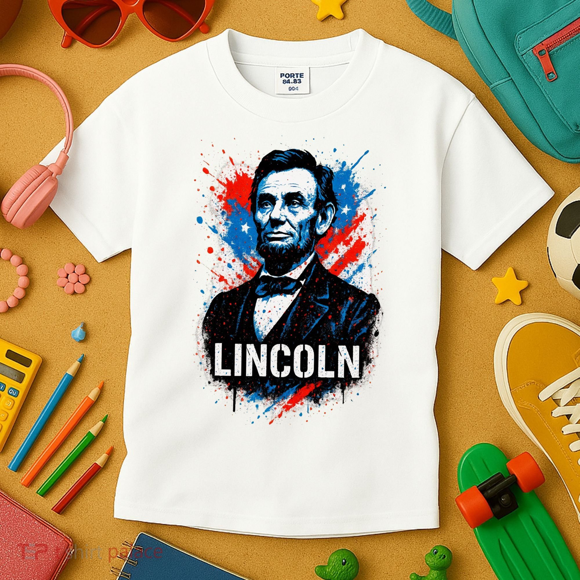 Abraham Lincoln American USA Portrait  Kids T-Shirt
