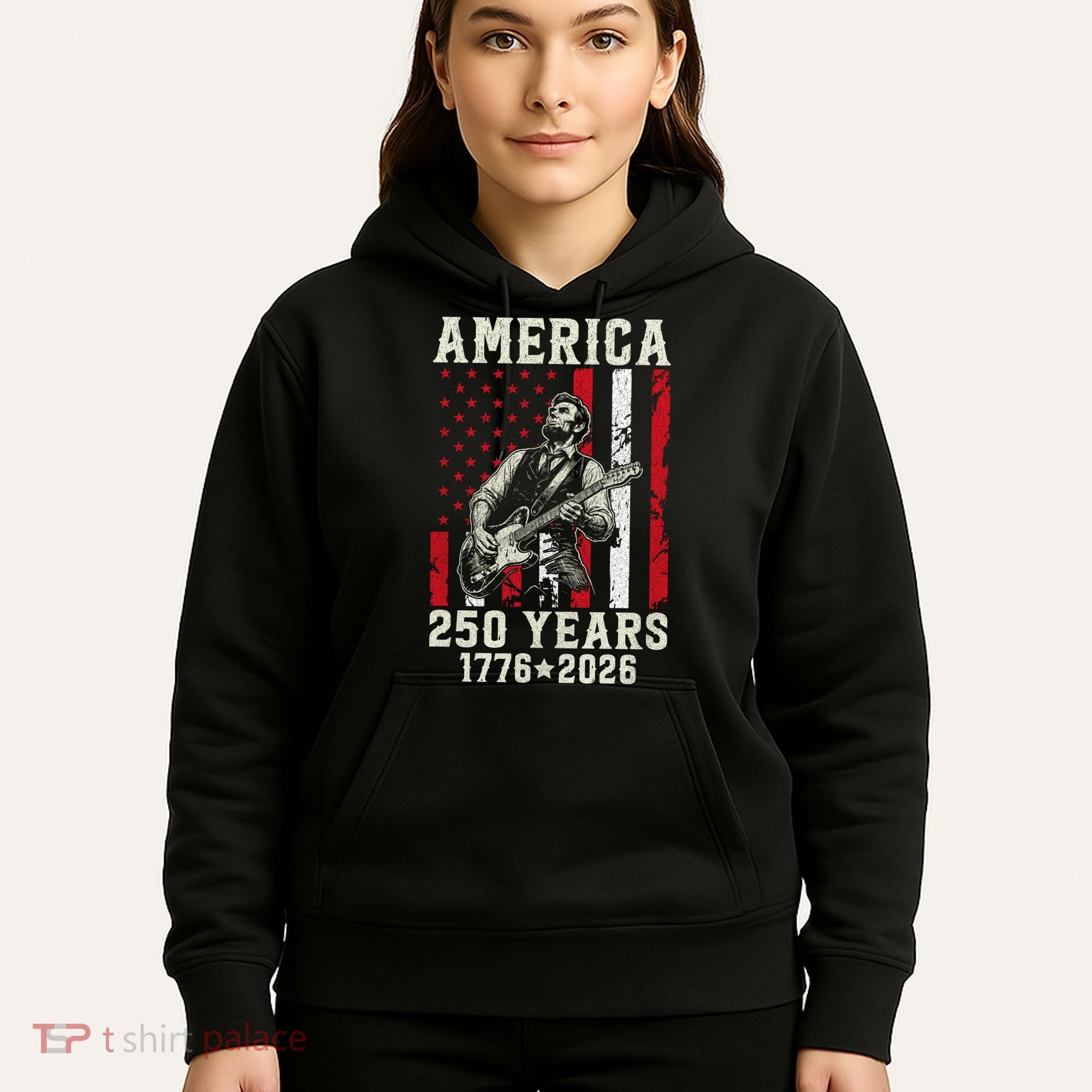 Abraham Lincoln Abe Playing Guitar 250 Years 1776-2026 Hoodie