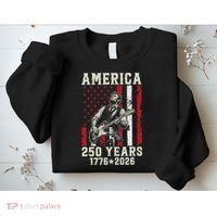 Abraham Lincoln Abe Playing Guitar 250 Years 1776-2026 Sweatshirt thumb 2