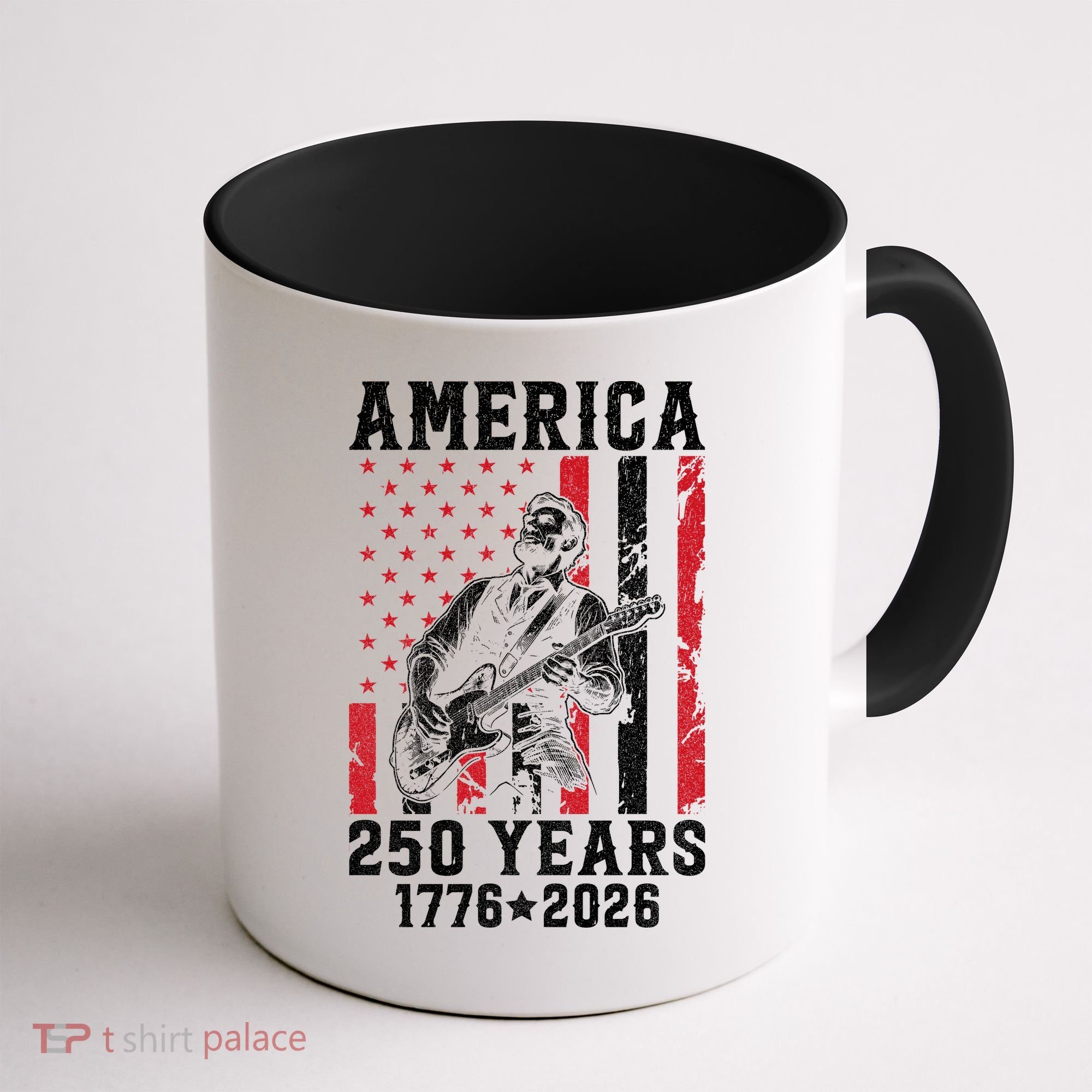 Abraham Lincoln Abe Playing Guitar 250 Years 1776-2026 Coffee Mug