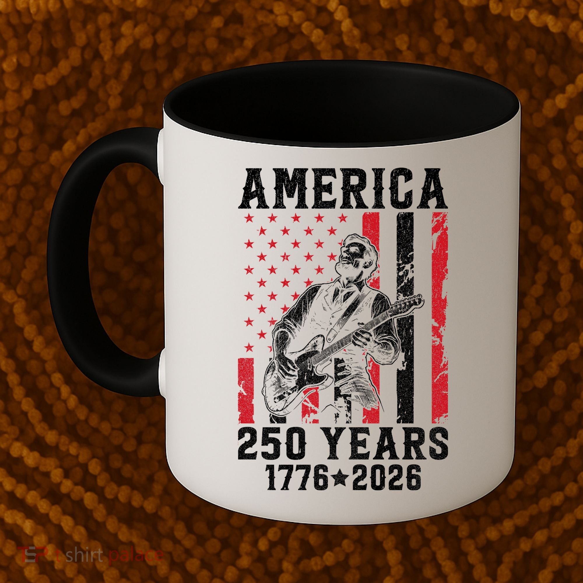 Abraham Lincoln Abe Playing Guitar 250 Years 1776-2026 Coffee Mug