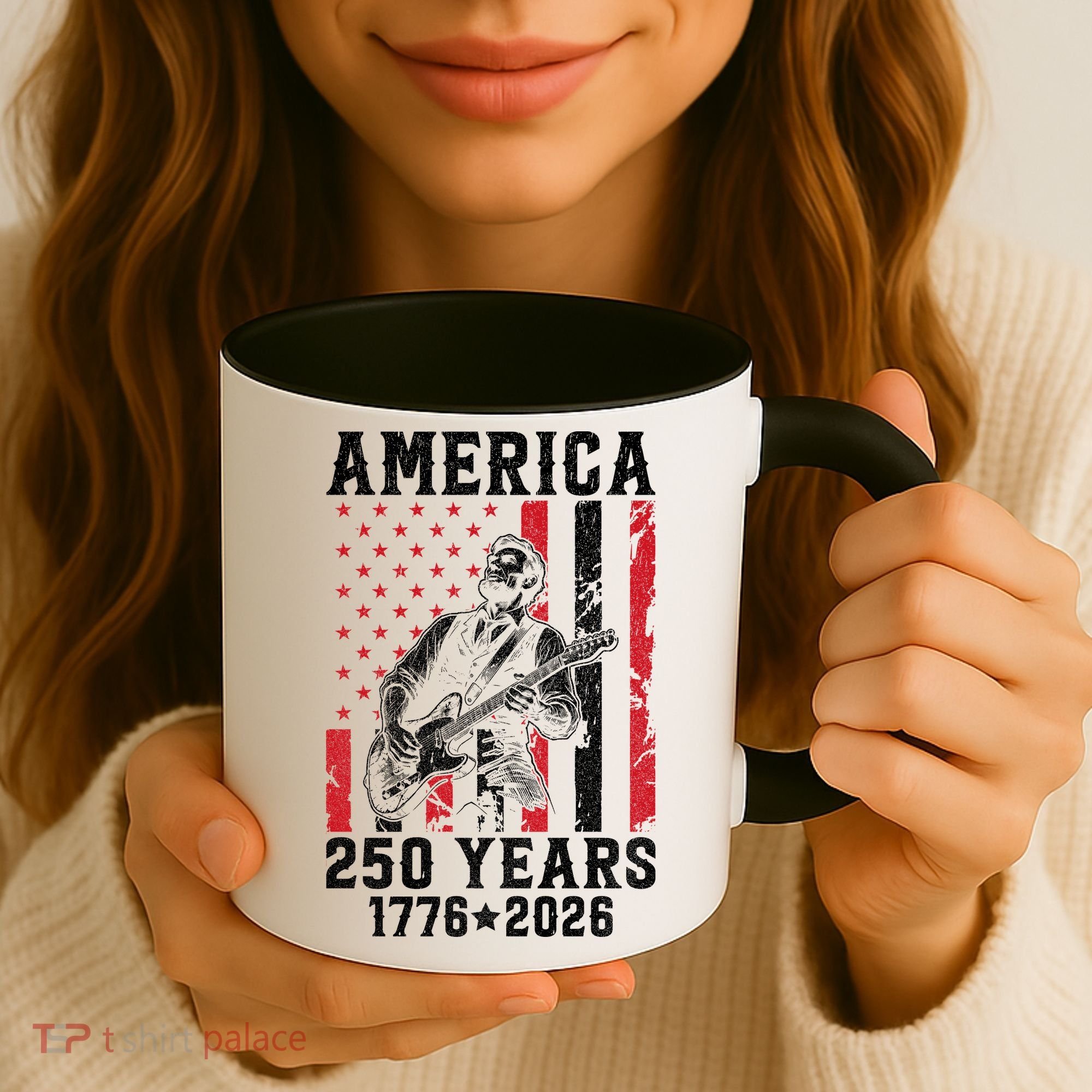 Abraham Lincoln Abe Playing Guitar 250 Years 1776-2026 Coffee Mug