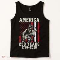 Abraham Lincoln Abe Playing Guitar 250 Years 1776-2026 Tank Top thumb 2
