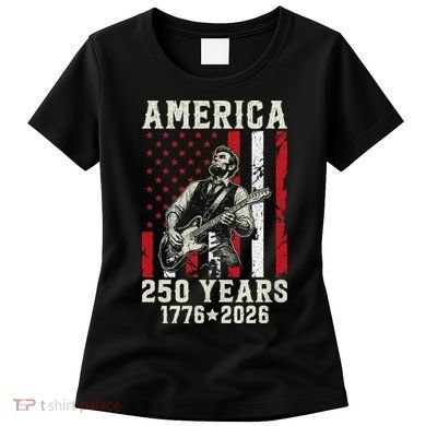 Abraham Lincoln Abe Playing Guitar 250 Years 1776-2026 Women's T-Shirt