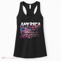 America Lightning Bolt USA Tie Dye Flag Women's Tank Top thumb 0