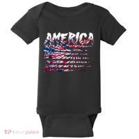 America Lightning Bolt USA Tie Dye Flag Baby Bodysuit thumb 0