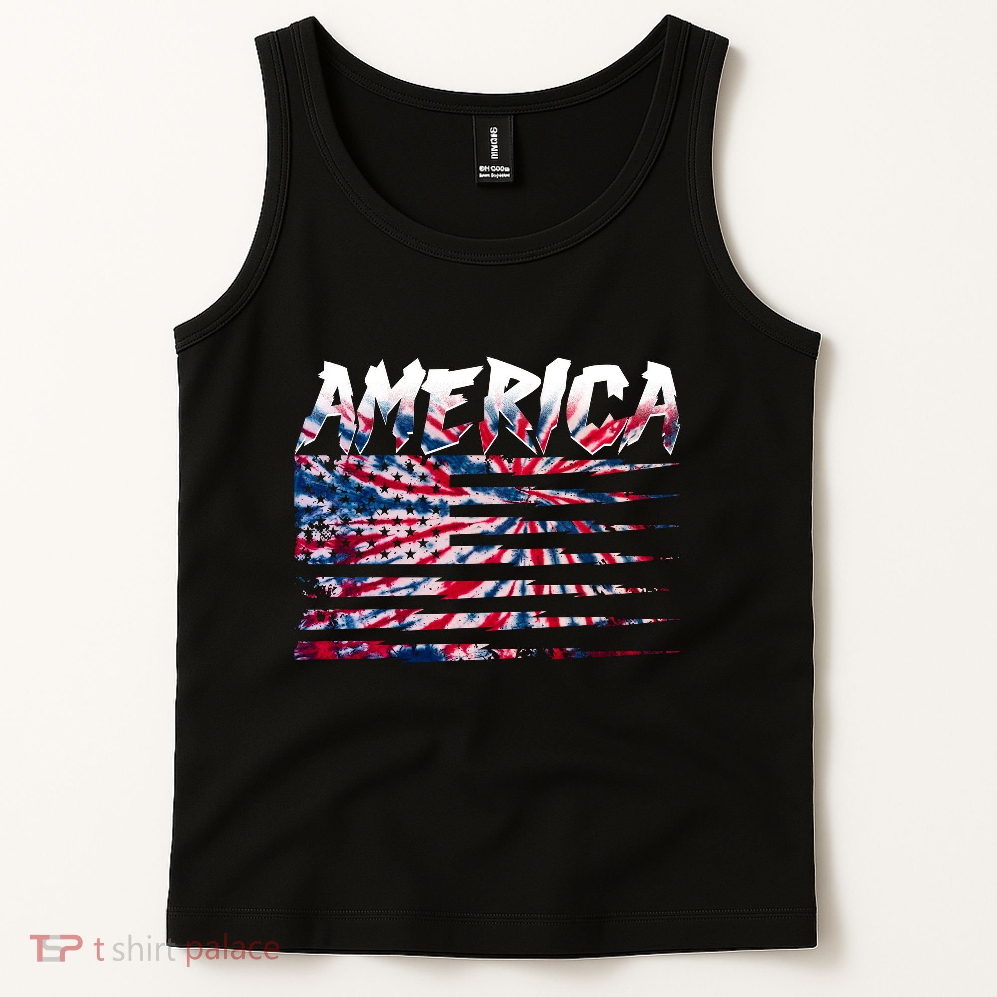 America Lightning Bolt USA Tie Dye Flag Tank Top