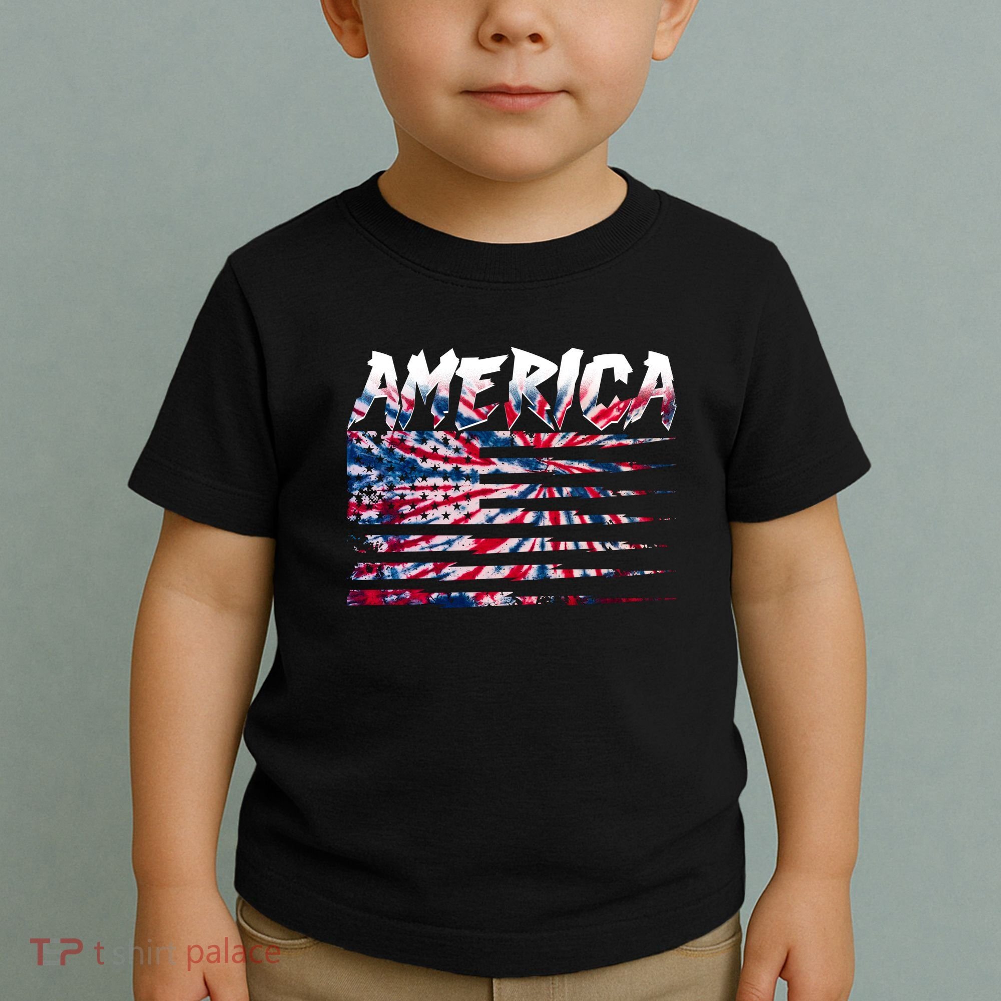 America Lightning Bolt USA Tie Dye Flag Toddler T-Shirt
