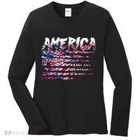 America Lightning Bolt USA Tie Dye Flag Women's Long Sleeve Shirt thumb 0