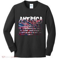 America Lightning Bolt USA Tie Dye Flag Kids Long Sleeve Shirt thumb 0