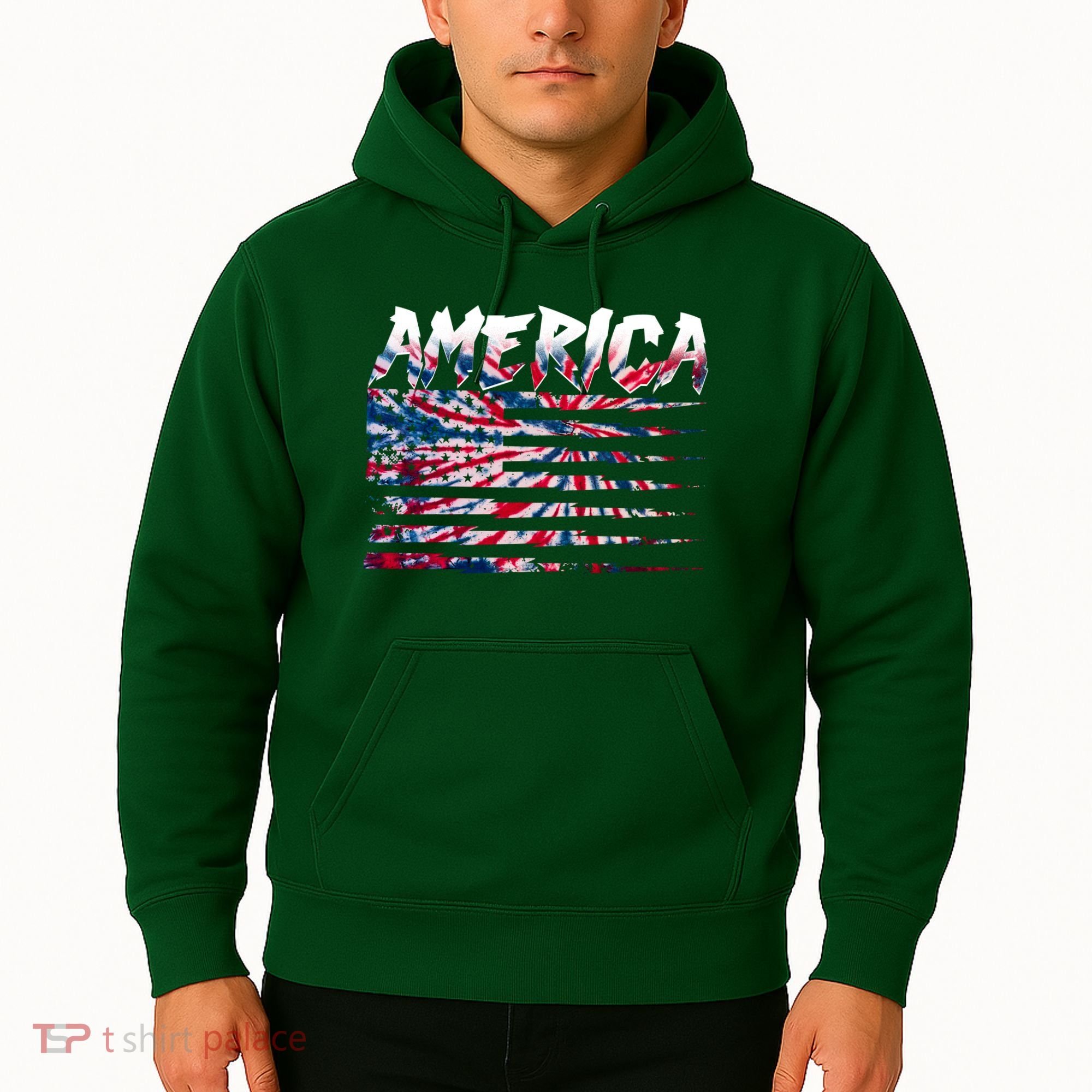 America Lightning Bolt USA Tie Dye Flag Hoodie