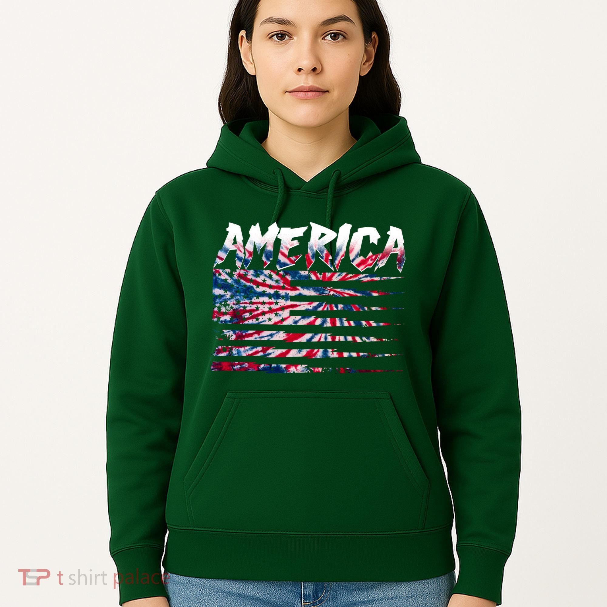 America Lightning Bolt USA Tie Dye Flag Hoodie