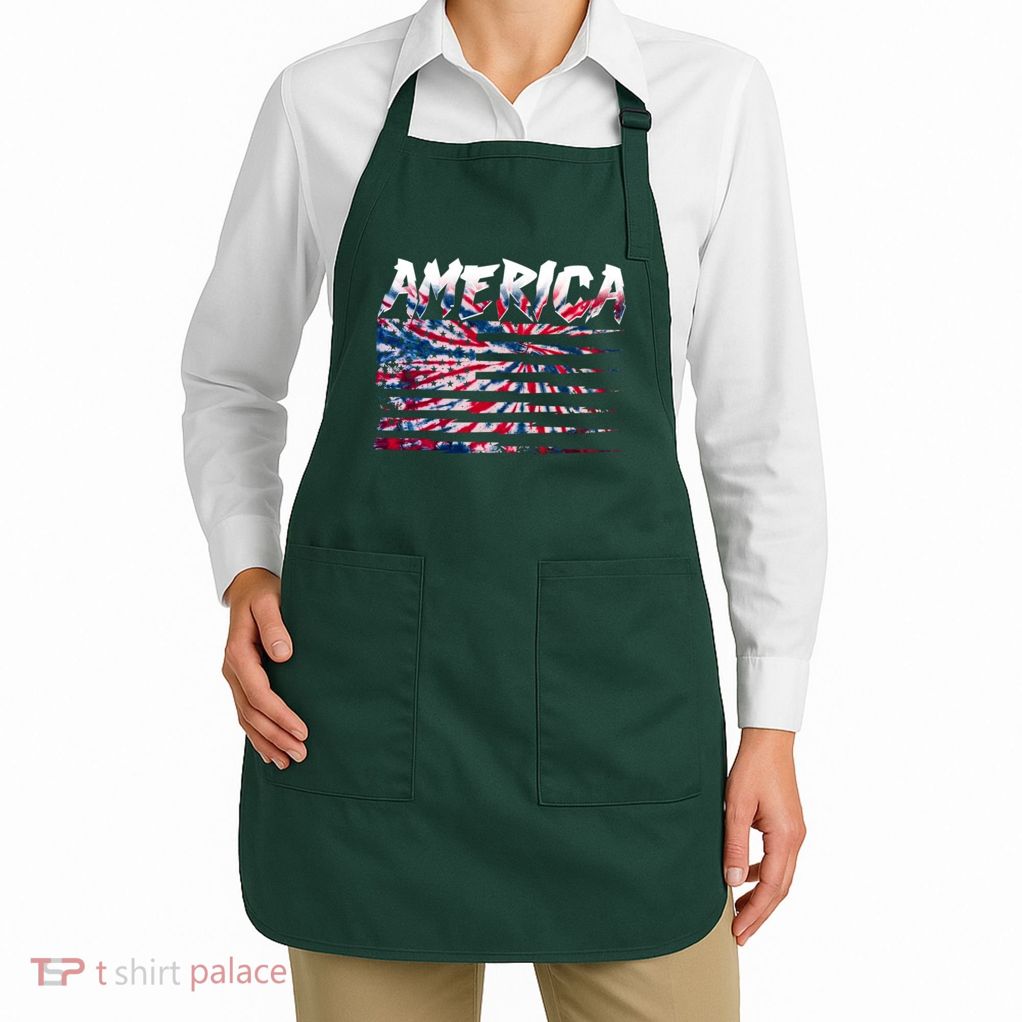 America Lightning Bolt USA Tie Dye Flag Apron