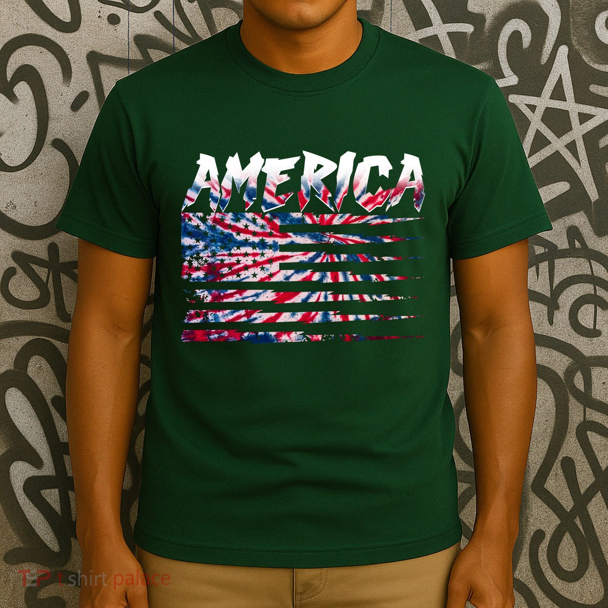 America Lightning Bolt USA Tie Dye Flag T-Shirt