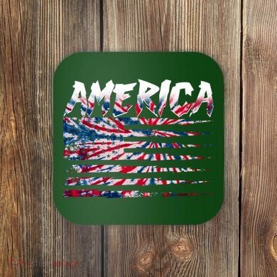 America Lightning Bolt USA Tie Dye Flag Coaster