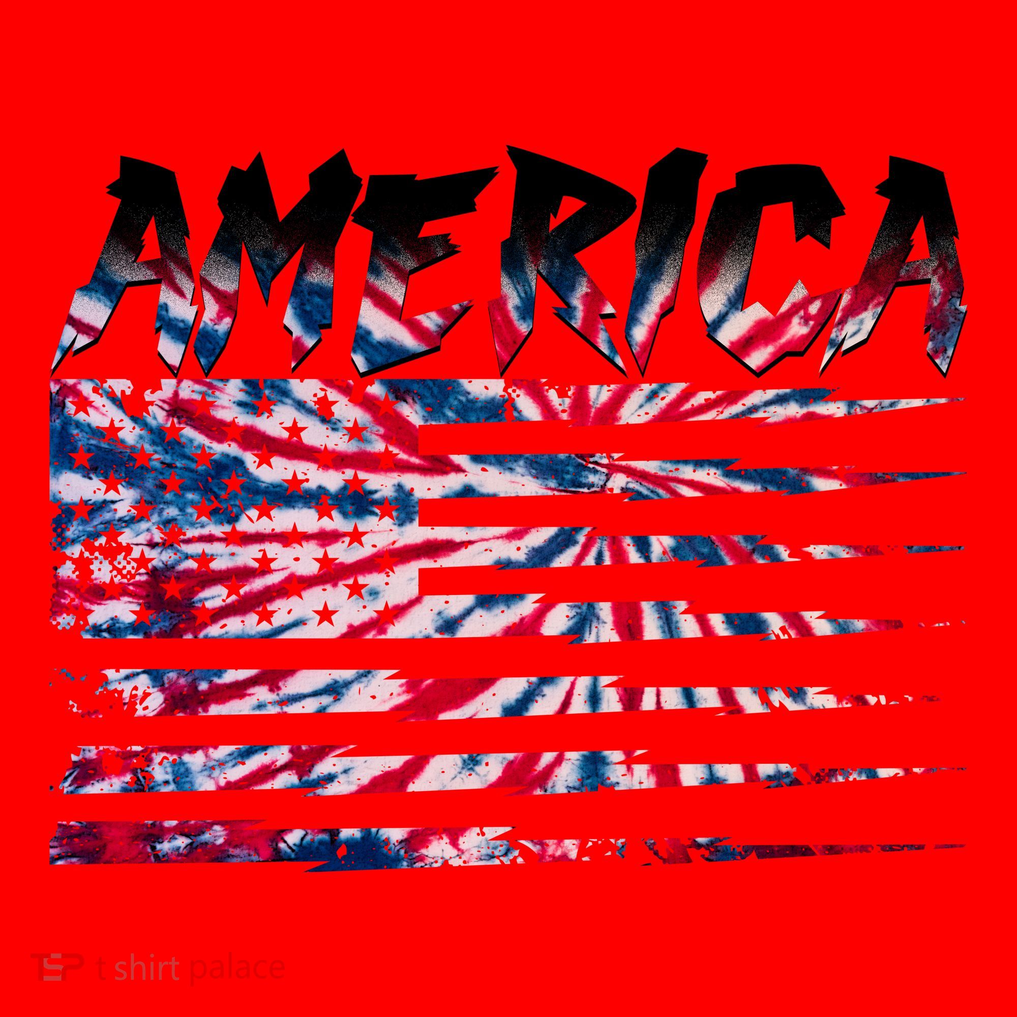 America Lightning Bolt USA Tie Dye Flag Santa Hat
