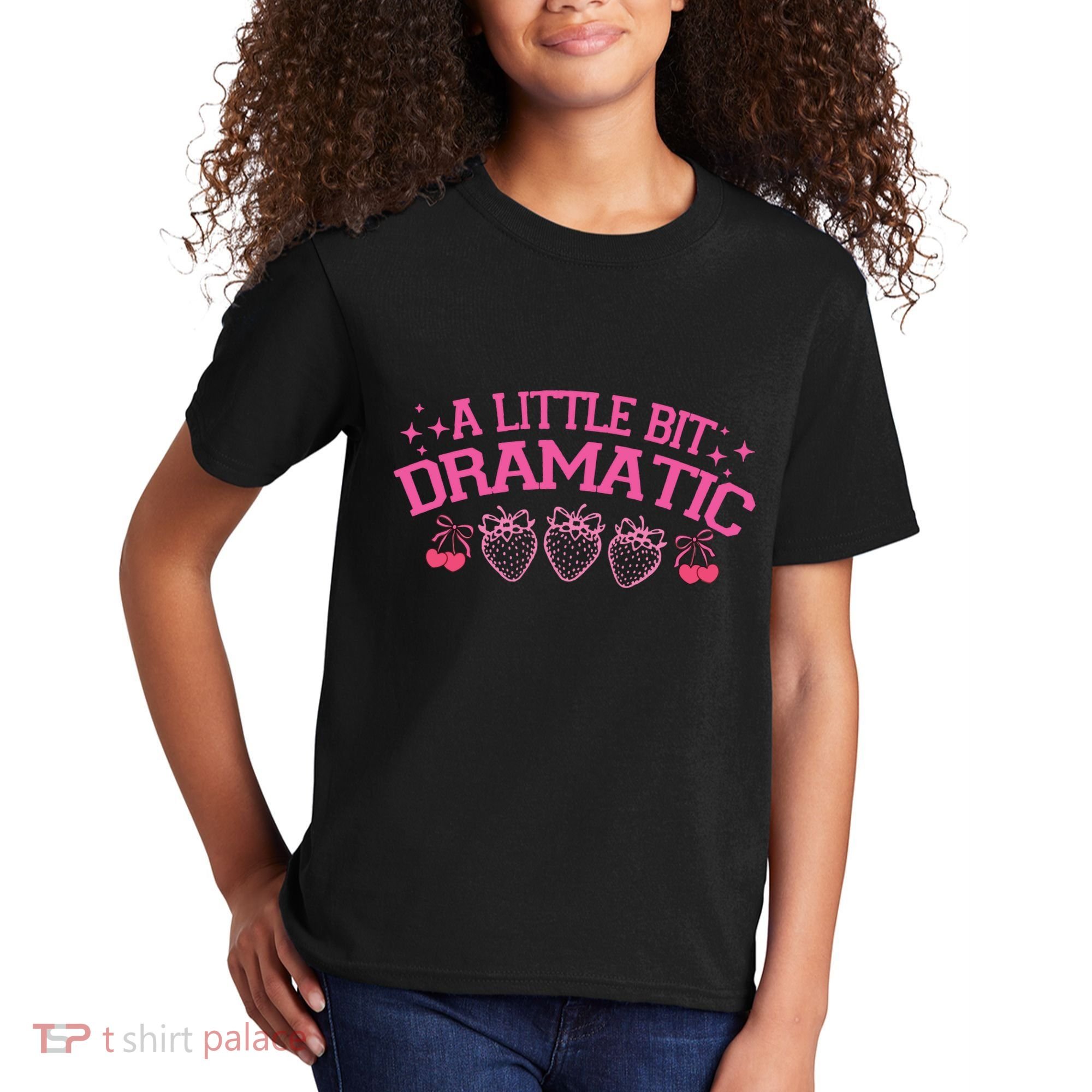 A Little Bit Dramatic Dramatic Girl Trend Funny Girlfriend Kids T-Shirt
