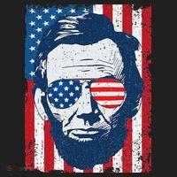 Abe Lincoln Beard Sunglasses & American Flag 4th Of July Women's Sweatshirt thumb 2