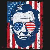 Abe Lincoln Beard Sunglasses & American Flag 4th Of July Sweatshirt thumb 3