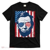 Abe Lincoln Beard Sunglasses & American Flag 4th Of July T-Shirt thumb 0