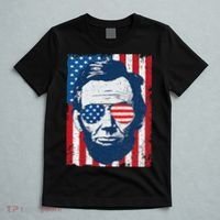 Abe Lincoln Beard Sunglasses & American Flag 4th Of July T-Shirt thumb 5