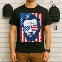 Abe Lincoln Beard Sunglasses & American Flag 4th Of July T-Shirt thumb 6