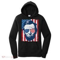Abe Lincoln Beard Sunglasses & American Flag 4th Of July Women's Hoodie thumb 0