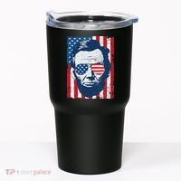 Abe Lincoln Beard Sunglasses & American Flag 4th Of July Tumbler thumb 0