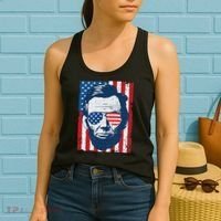 Abe Lincoln Beard Sunglasses & American Flag 4th Of July Women's Tank Top thumb 2