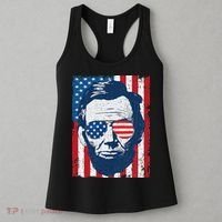 Abe Lincoln Beard Sunglasses & American Flag 4th Of July Women's Tank Top thumb 3
