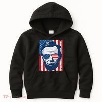 Abe Lincoln Beard Sunglasses & American Flag 4th Of July Kids Hoodie thumb 0