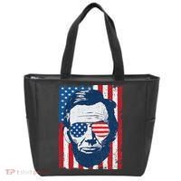Abe Lincoln Beard Sunglasses & American Flag 4th Of July Tote Bag thumb 0