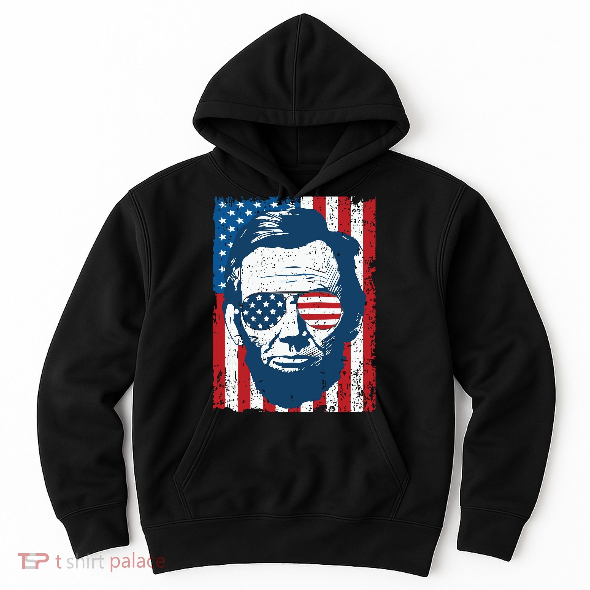 Abe Lincoln Beard Sunglasses American Flag 4th Of July Hoodie
