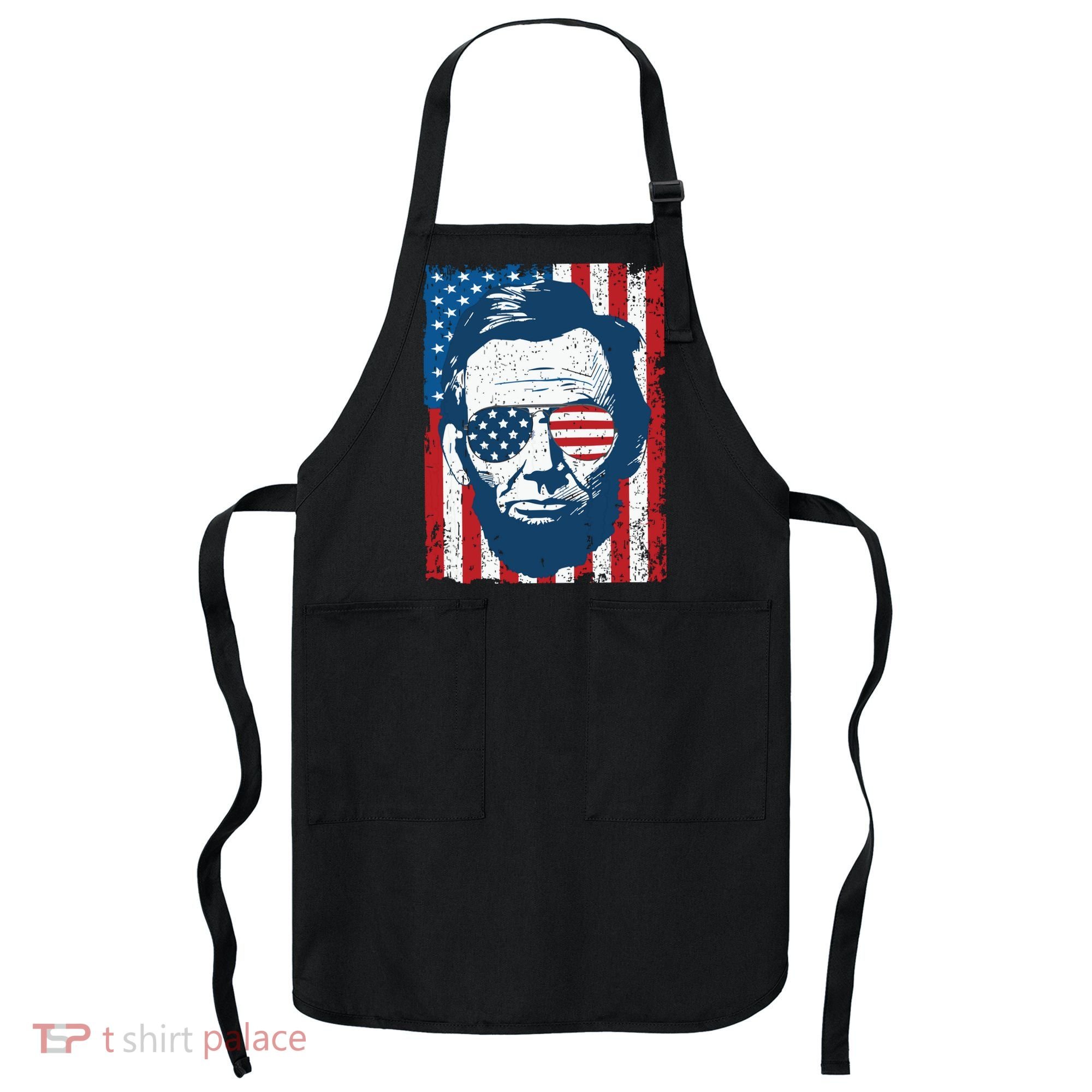 Abe Lincoln Beard Sunglasses American Flag 4th Of July Apron