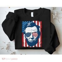 Abe Lincoln Beard Sunglasses American Flag 4th Of July Sweatshirt thumb 2