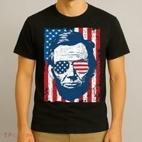 Abe Lincoln Beard Sunglasses American Flag 4th Of July T-Shirt thumb 3